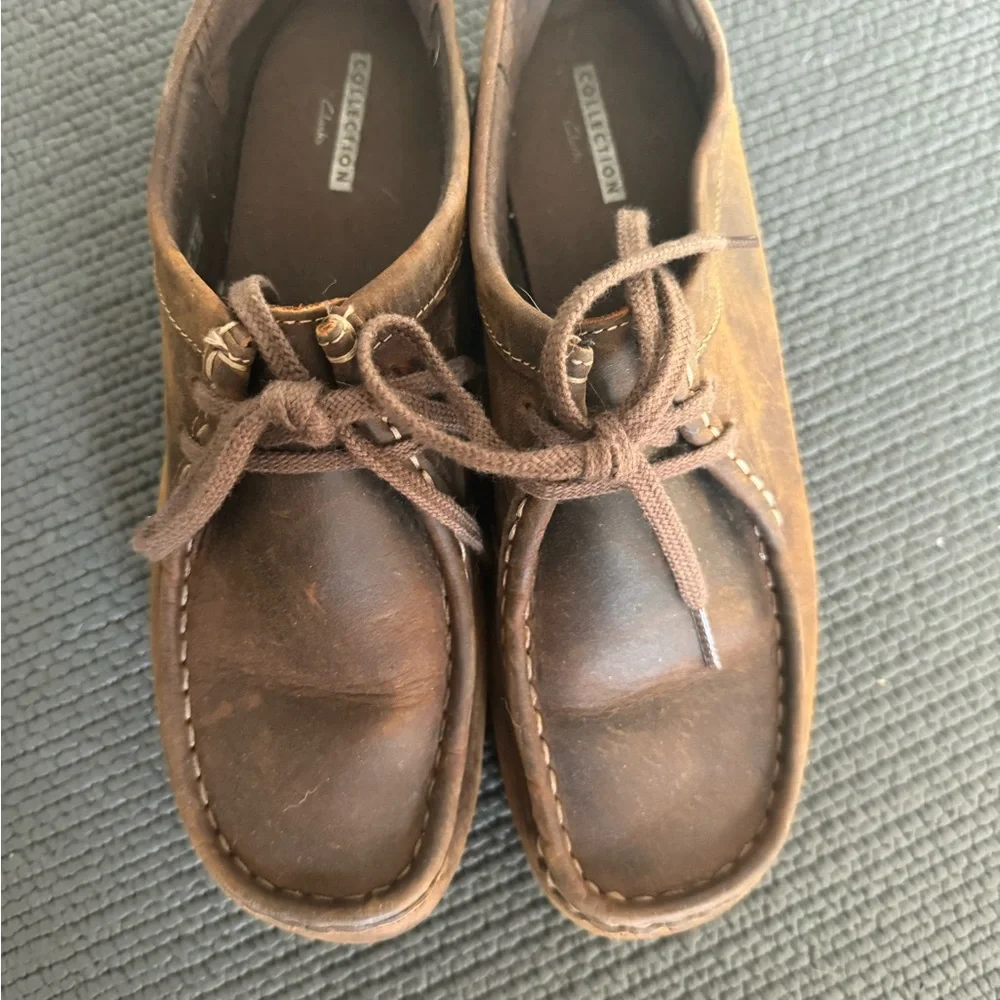 Clarks Brown Leather Loafers - Picture 3 of 7